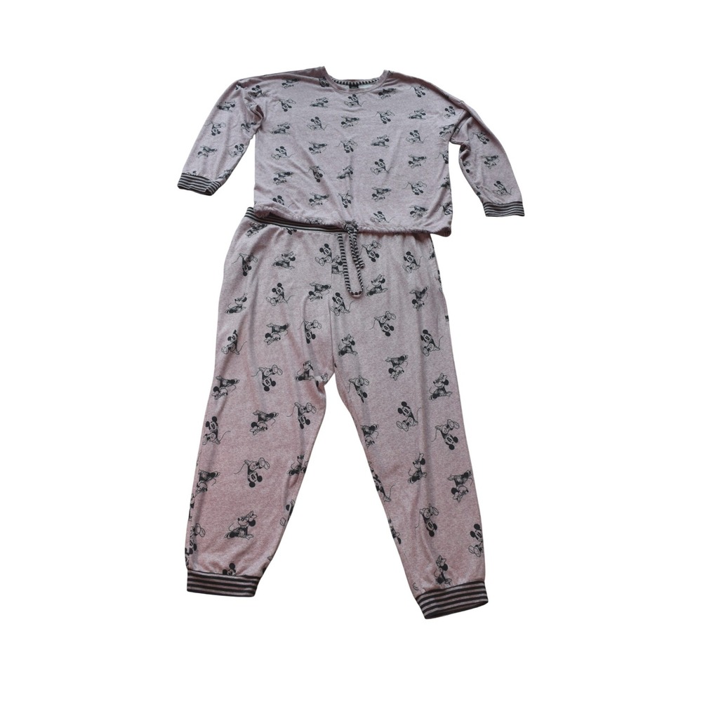 Disney Mickey Minnie Mouse Pink Long Sleeve Pant Pajama Set Soft Cozy‎ Lounge XL